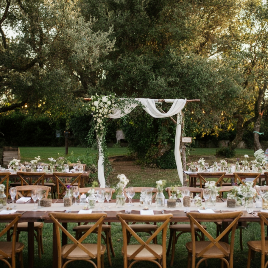 rustic archway adorned with flowers